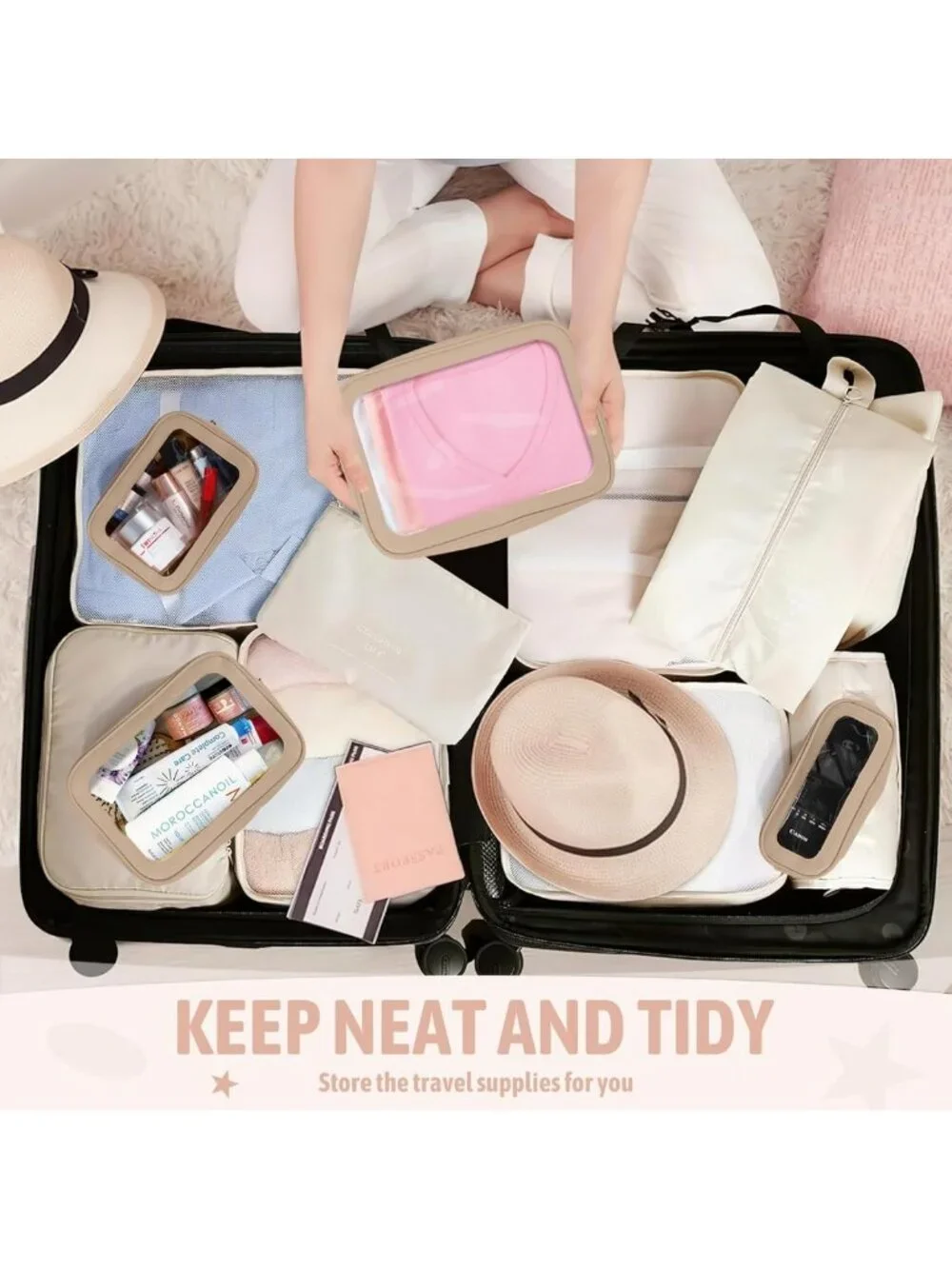 5PCS Clear Diaper Bag Organizer Set - Waterproof Toiletry & Makeup Travel Bags